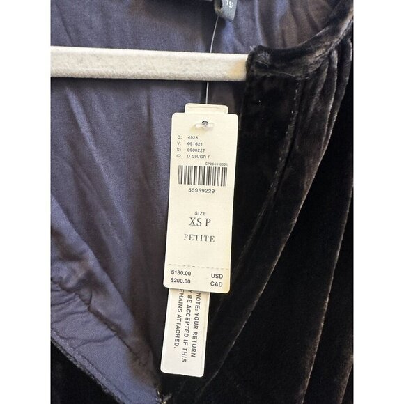 Anthropologie Somerset Dress Dark Gray Maxi Velvet Edition Sz XS Petite NEW XSP - Picture 8 of 10